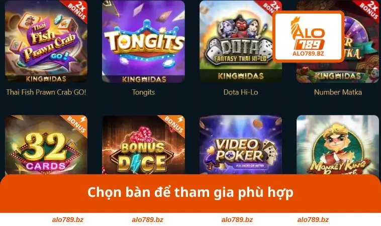 Chọn bàn để tham gia phù hợp