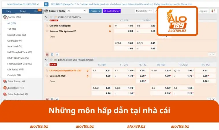 Những môn hấp dẫn tại nhà cái
